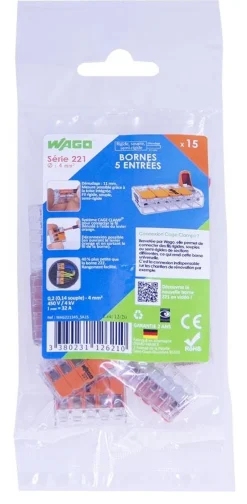 Online WAGO Sachet de 15 bornes 5 entrées