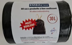 Hot Sac poubelle 30L coulissant EMBAL ECO x80 sacs