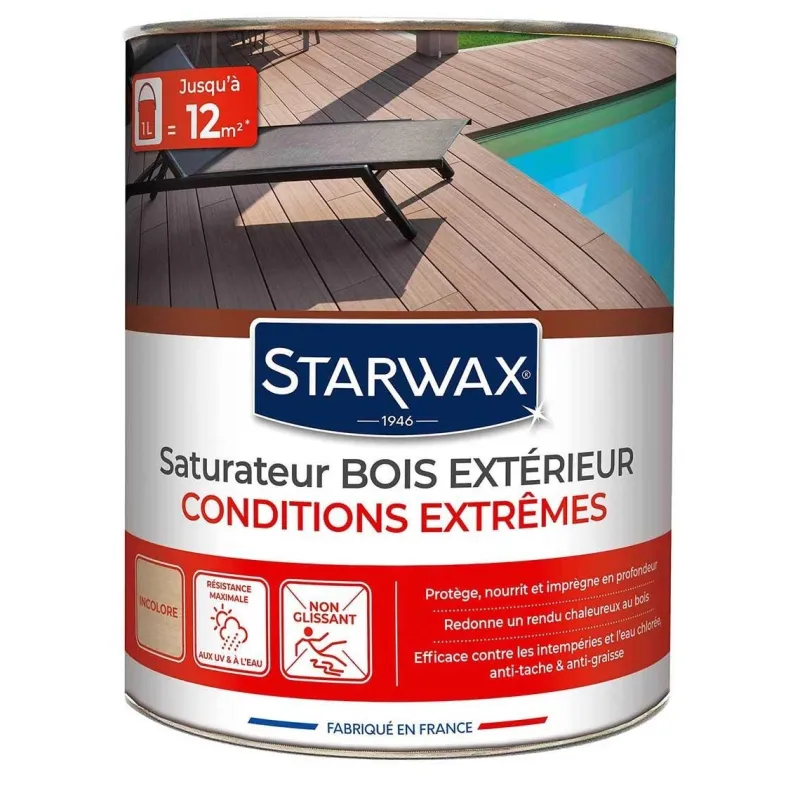 Discount STARWAX Saturateur bois extérieur haute protection incolore 1L