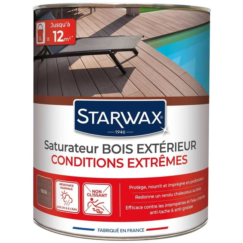 Online STARWAX Saturateur bois extérieur haute protection teinte teck 1L