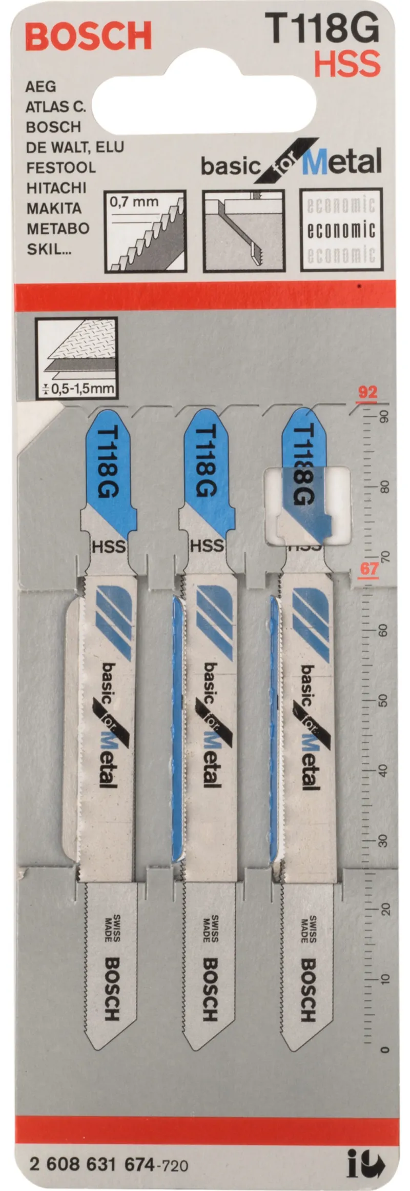 Online BOSCH PROFESSIONAL Set de 3 Lames de scie sauteuse 92mm HSS - T 118 G