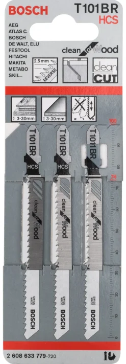 New BOSCH PROFESSIONAL Set de 3 lames HCS pour scie sauteuse T 101 BR