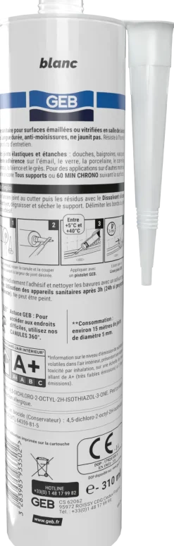 Sale GEB Silicone Bain&Cuisine blanc 310 ml