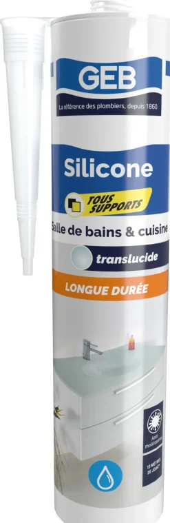 Clearance GEB Silicone tous supports antimoisissures 280 ml translucide
