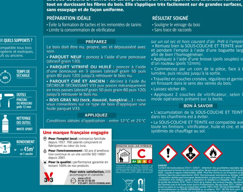 V33 Sous-couche et teinte pour parquets 2,50L