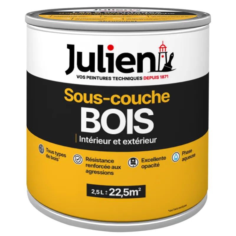 Outlet JULIEN Sous-couche peinture bois mat blanc 2,5 L