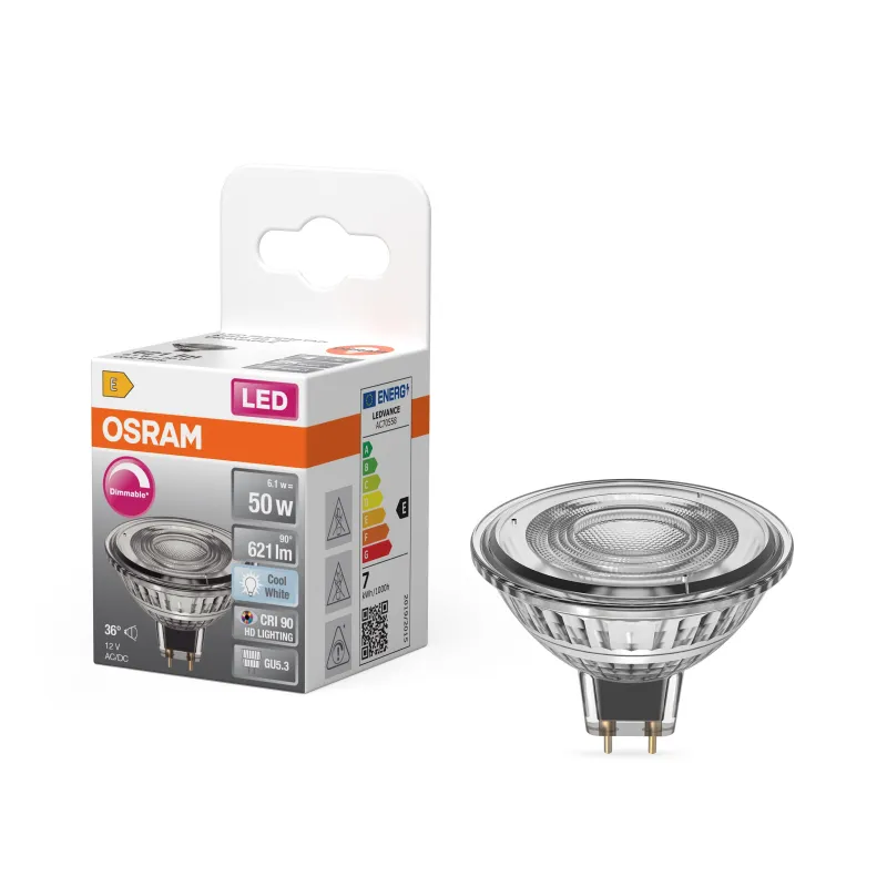 Hot OSRAM Spot MR16 LED 36° verre variable 6,1W GU5.3 froid
