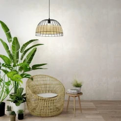 Outlet EGLO Suspension Anwick E27 40W noir ø50cm