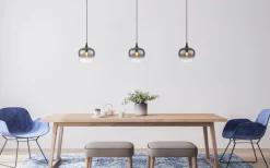 GLOBO Suspension métal noir mat verre 40W E27 maxy