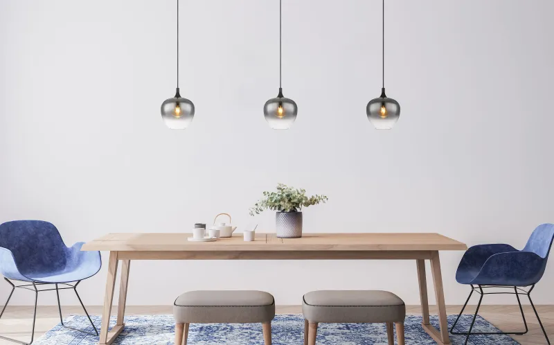 GLOBO Suspension métal noir mat verre 40W E27 maxy