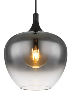 GLOBO Suspension métal noir mat verre 40W E27 maxy