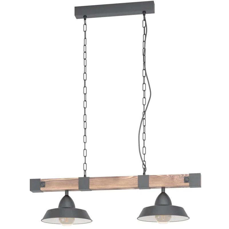 Online EGLO Suspension Oldbury E27 2x60W noir H110xL86cm
