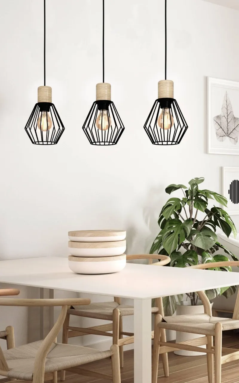 Online EGLO Suspension Palmorla E27 3x60W noir L76 H100cm