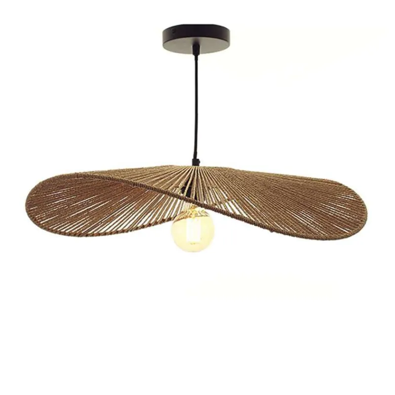 Hot Suspension TUYEN métal noir et corde papier naturelle 60 cm