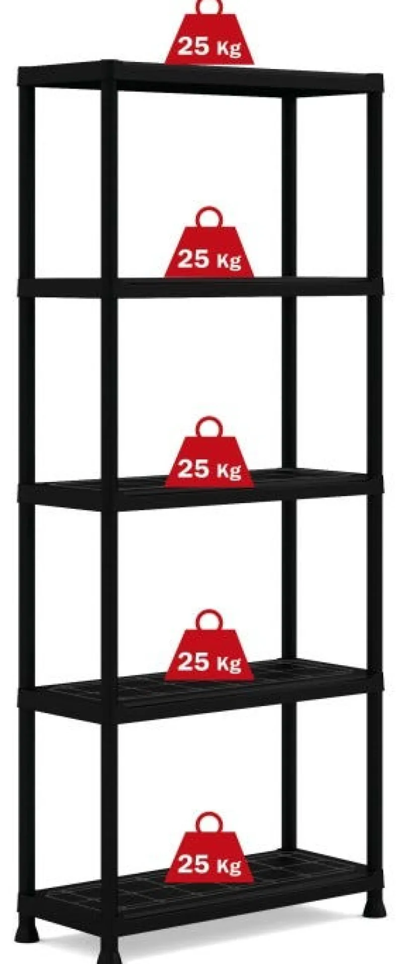 Discount KETER Étagère 5 tablettes pleines en résine 25kg par tablette