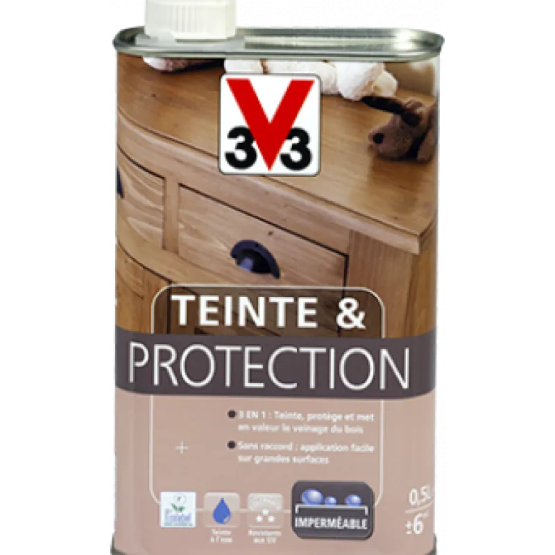 Best V33 Teinte et protection bois intérieur blanc mat 0,5L