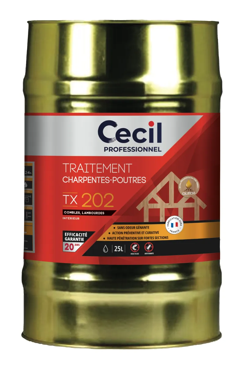 New CECIL PROFESSIONEL Traitement Charpentes - Poutres TX 202 - 25L