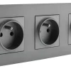 ZENITECH Triple prise 2 pôles + terre artezo pré-câblée titanium