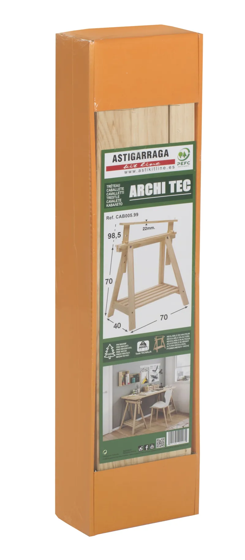 Online ASTIGARRAGA Tréteau Architec pin massif non vernis 70 à 98 cm