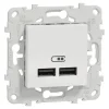 Outlet SCHNEIDER Unica2 prise alimentation double USB 5V blanc