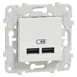 Outlet SCHNEIDER Unica2 prise alimentation double USB 5V blanc