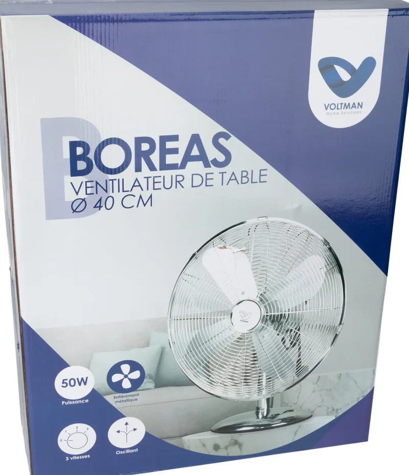 New VOLTMAN Ventilateur de table Boras chromé Ø40cm 50W