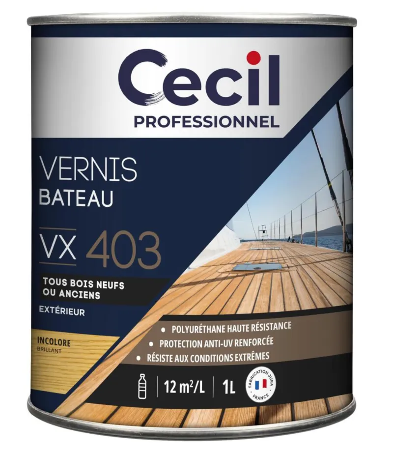 Best CECIL PROFESSIONEL Vernis bois extérieur qualité marine incolore brillant 1L