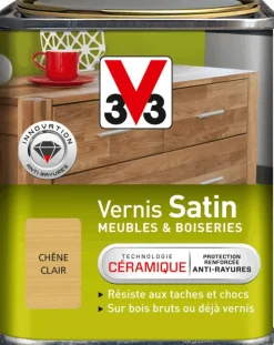 Sale V33 Vernis intérieur meubles/boiseries chêne clair satin 250 ml
