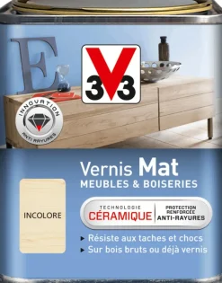 Outlet V33 Vernis intérieur meubles/boiseries incolore mat 250 ml