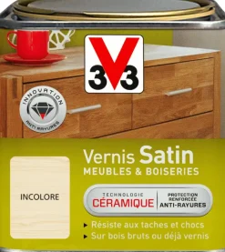 Outlet V33 Vernis intérieur meubles/boiseries incolore Satin 0,5L