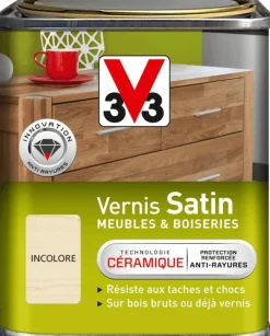Sale V33 Vernis intérieur meubles/boiseries incolore satin 250 ml