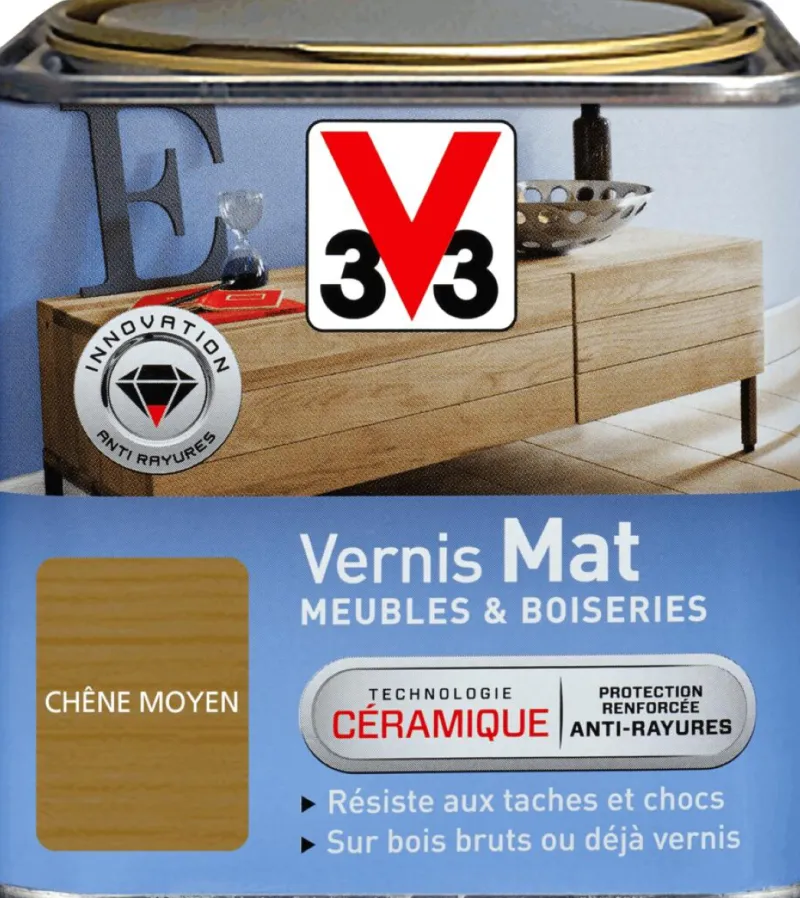 Best V33 Vernis intérieur meubles/boiseries chêne moyen Mat 0,5L
