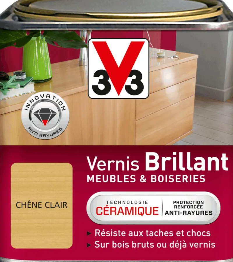 Best V33 Vernis meubles et boiseries chêne clair brillant 0,5L