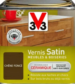 New V33 Vernis meubles et boiseries chêne foncé ciré 0,5L
