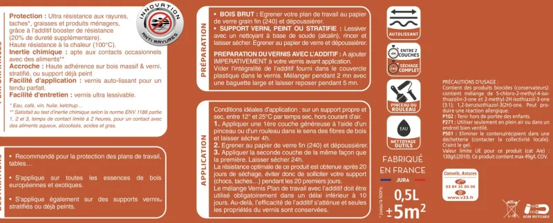 Clearance V33 Vernis Plan de Travail incolore brillant 0,5L