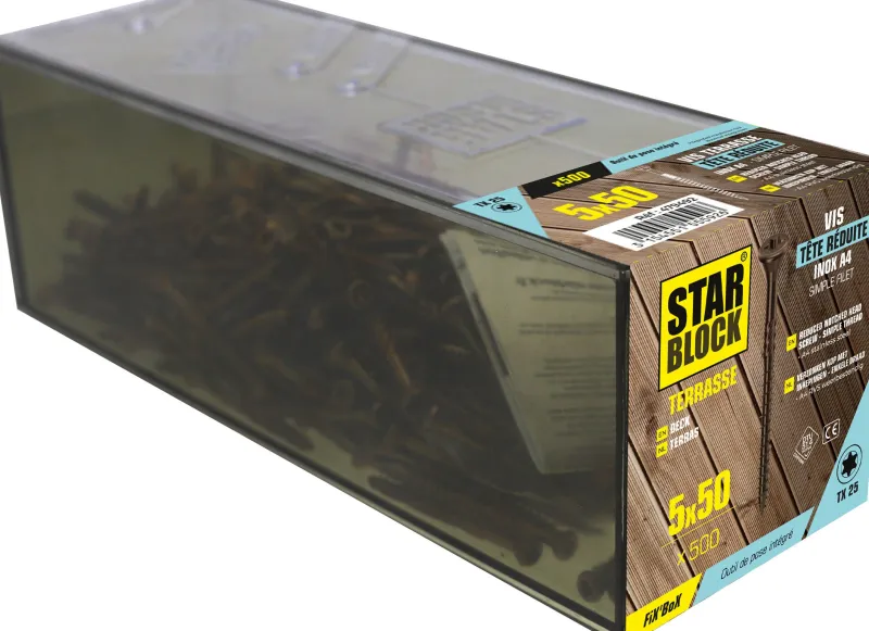 Clearance STARBLOCK Vis terrasse piscine tête fraisée TX inox A4 5x50mm (x500)