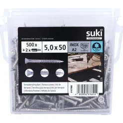 Outlet SUKI Vis terrasse tête fraisée TX acier A2 5x50mm+2 emb. (x500)
