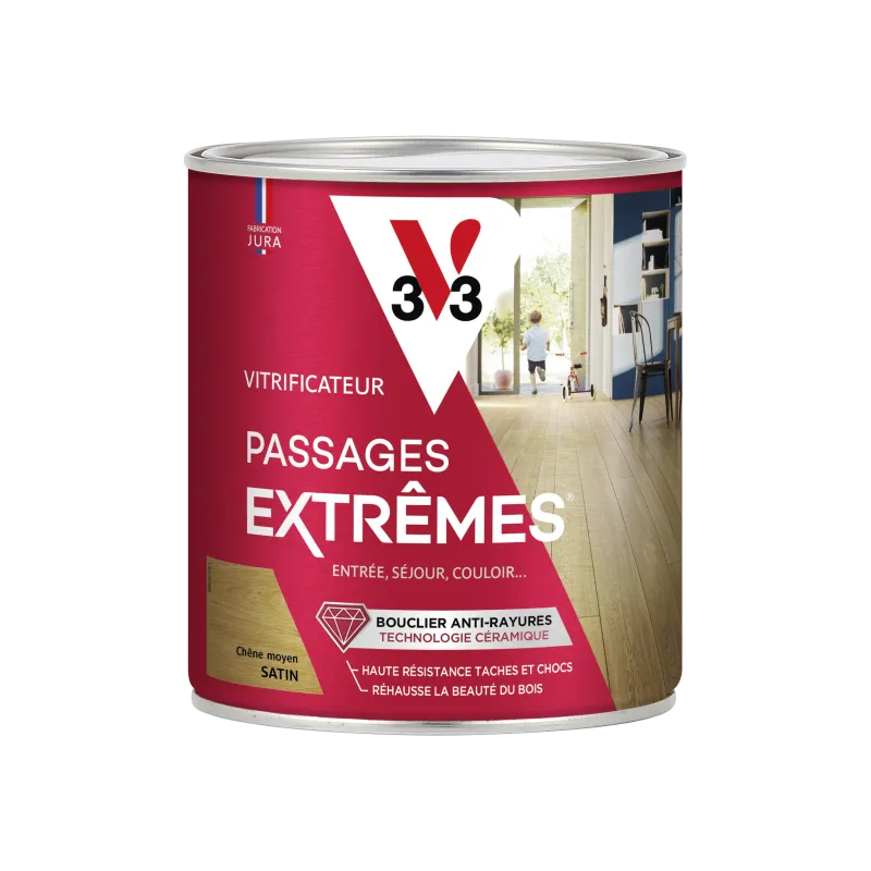 V33 Vitrificateur gel escaliers chêne moyen satin 0.75 L