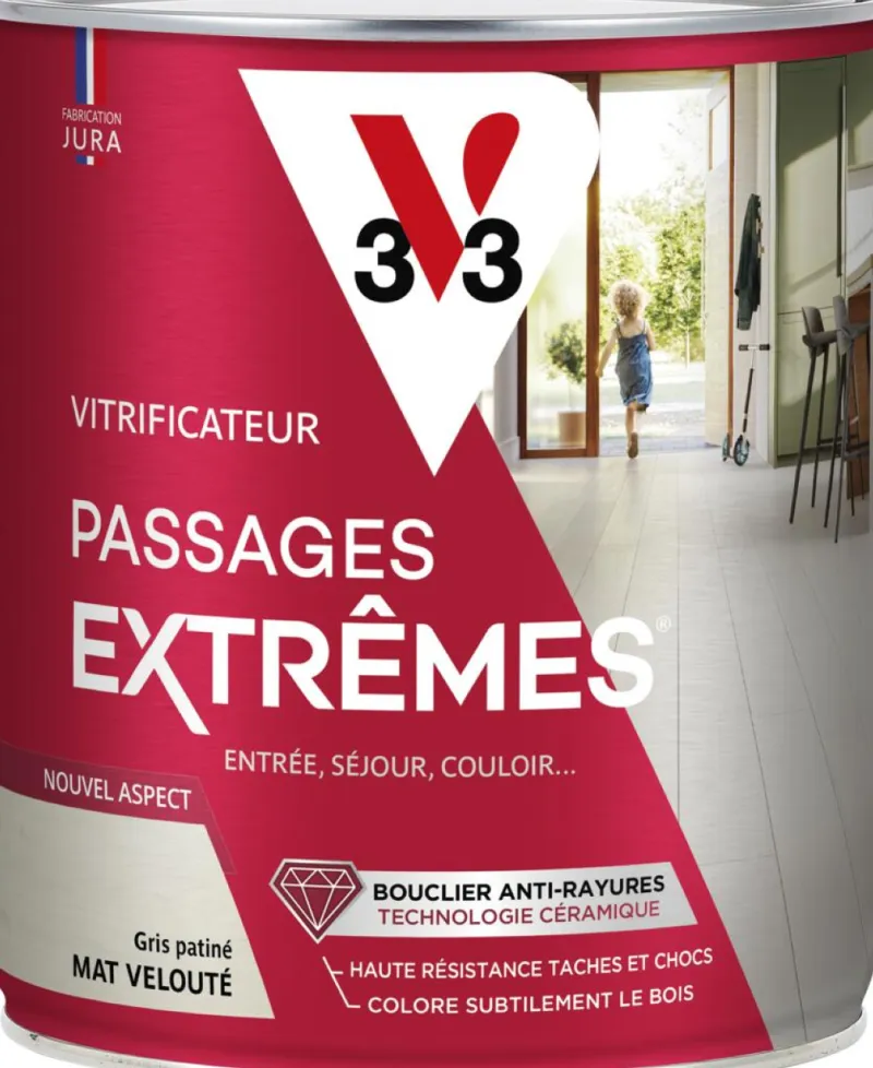 Sale V33 Vitrificateur passages extrêmes gris patiné mat 2,5L