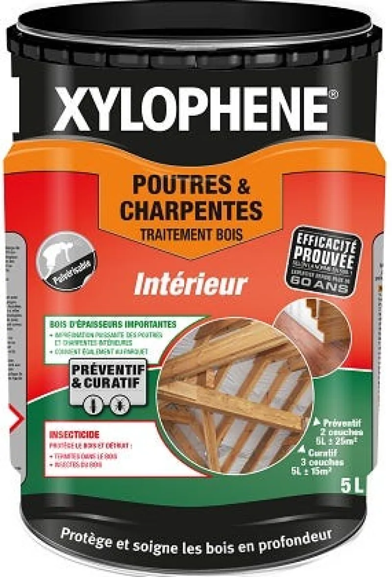 Xylophène traitement poutres et charpente 5L incolore